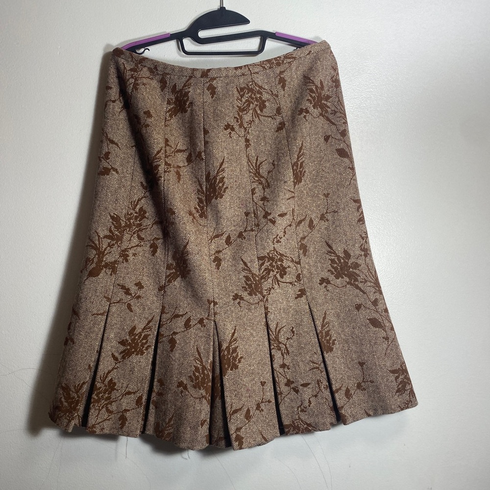 Valerie Stevens Tan A-Line Pleated Skirt